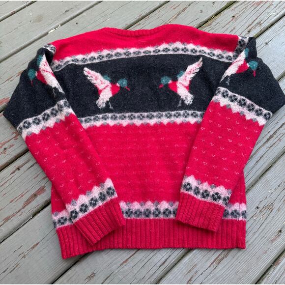 vintage WOOLRICH mallard ducks red sweater sz s wool hunting equestrian knit - Picture 16 of 16